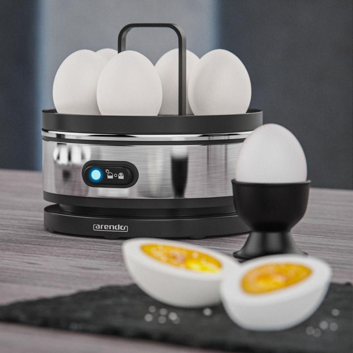 Actual product image Arendo Breakfast set, 4 slice long slot toaster with bread roll top & egg boiler for 7 eggs, silver