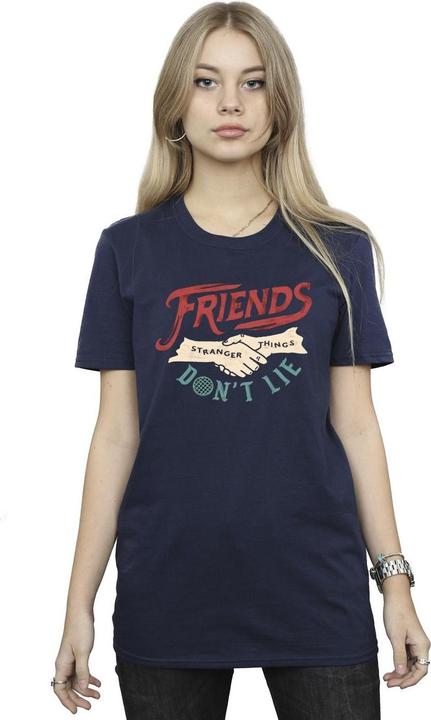 Actual product image Netflix Womens/Ladies Stranger Things Friends Don't Lie Hands Cotton Boyfriend T-Shirt (M)
