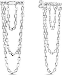 Brilio Silver - Timeless chain earrings with zircons EA999W