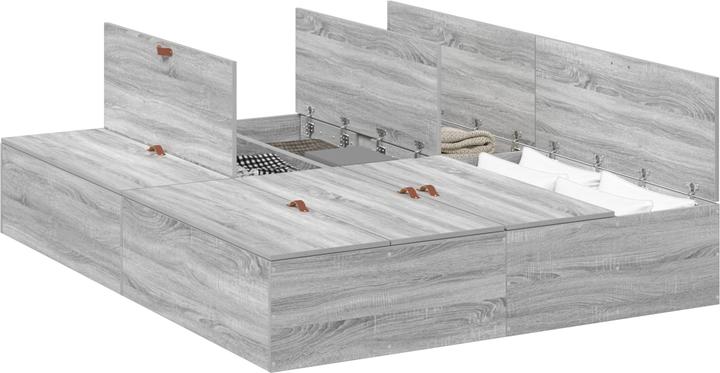 VidaXL Stauraumbett Grau Sonoma 140x200 cm (140 x 200 cm)