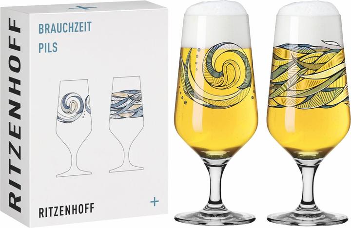 Image du produit Ritzenhoff Verres à pils Verres à bière Set de 2 verres BRAUCHZEIT 03 + 04 (0.37 l, 2 x)