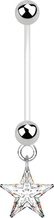 Produktbild Star Piercing Banane Schwangerschaft mit Kristallstern silber (Bioflex, ohne Messing, Chirurgenstahl 316L)