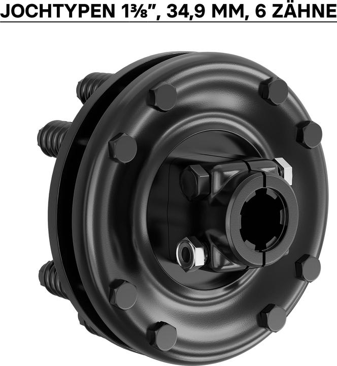 Produktbild Wiltec Zapfwellen Kupplung 6 Zahn Keilwelle 1 3/8" AG IG PTO-Shaft max. 1200Nm, schwarz (Traktorzubehör)