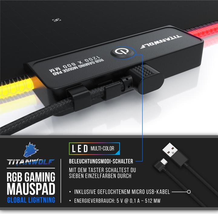 Actual product image Titanwolf RGB gaming mouse pad (3XL)