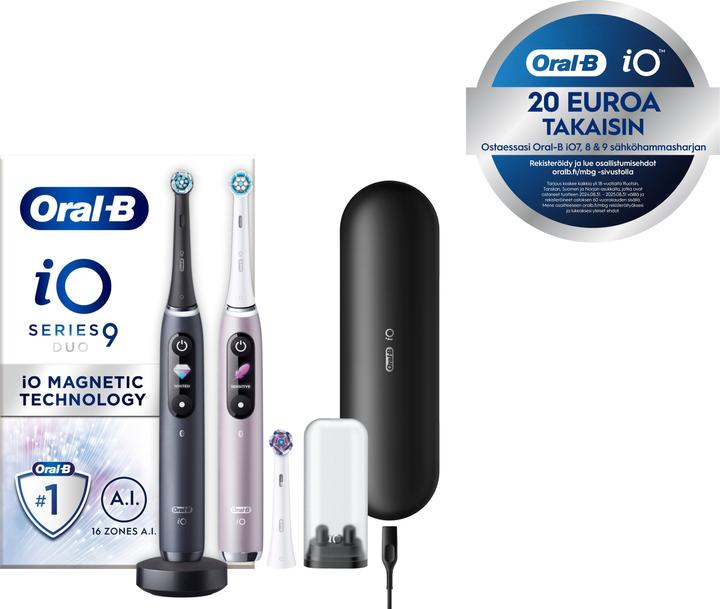 Actual product image Oral-B iO9 Duo Pack Black Onyx & Rose Quartz Electric Toothbrush (Oscillating toothbrush)
