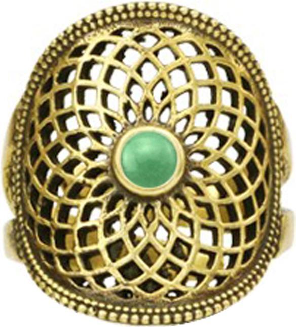 Produktbild Star Piercing Ring vergoldet Blume des Lebens mit Jade Stein (57)