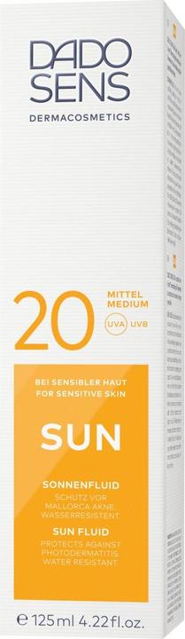 Actual product image Dado Sens SUN Sun Fluid SPF 20 - Sensitive Skin (Sun lotion, SPF 20, 125 ml, 159 g)