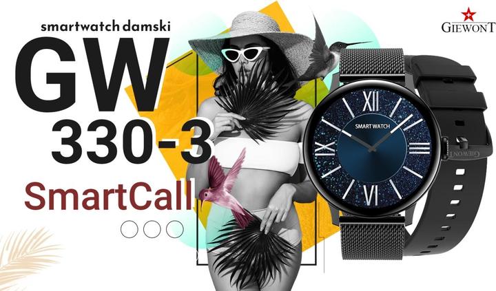 Image du produit Giewont Montre intelligente pour femme GW330-3 Bracelet en silicone noir-noir + Bracelet noir