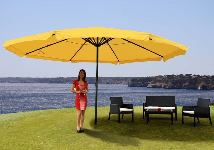 Actual product image Mendler Parasol Meran Pro, gastronomy market umbrella with flounce Ø 5m polyester/aluminium, yellow without (5 m)