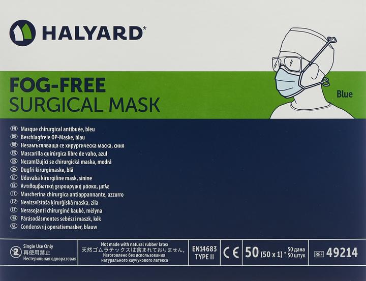 Actual product image Halyard Surgical mask Fog Free blue type II Disp 50 pcs. (Protection class I, 50 x)