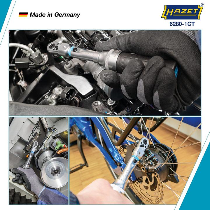 Actual product image HAZET Torque wrench 6280-1CT ∙ Nm min-max: 2 - 10 Nm ∙ Tolerance: 2% ∙ Insert square 9 x 12 mm (2 Nm, 10 Nm)