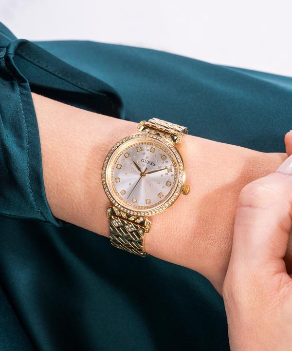 Image du produit Guess P GLD BRCT / SUN SLV GLITZ DL / P GLD BRCT W/ CRYS Montre-bracelet (Montre avec pierre précieuse, 32 mm)