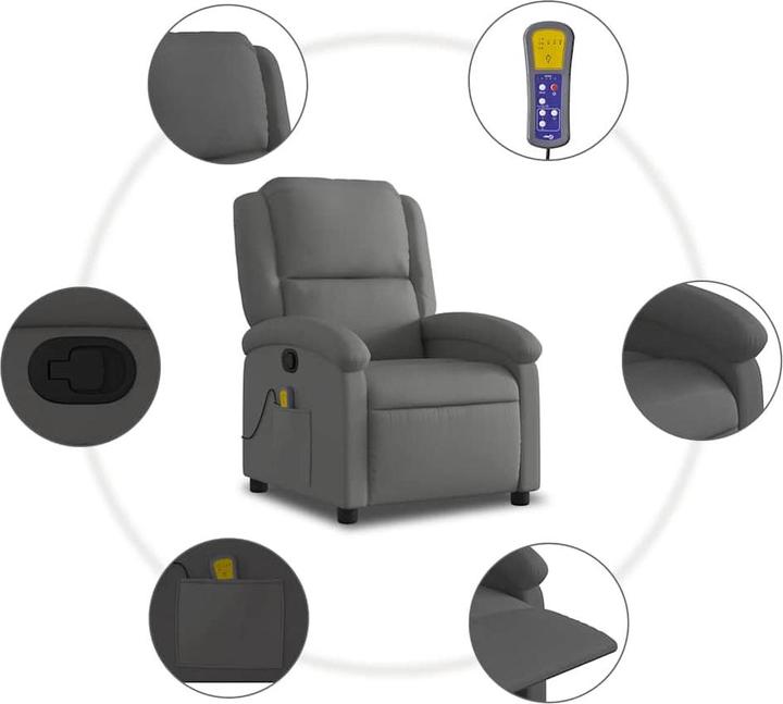 Immagine prodotto VidaXL Sedia da massaggio in vera pelle grigia,Colore: Grigio, Materiale: Vera pelle