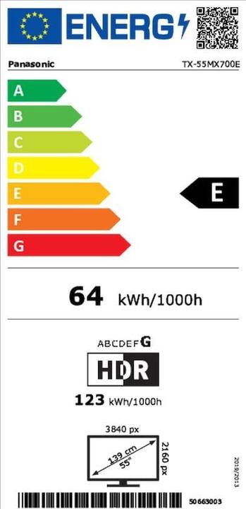 Energy Label Panasonic TX-55MX700E (55", MX700E, LED, 4K, 2023)