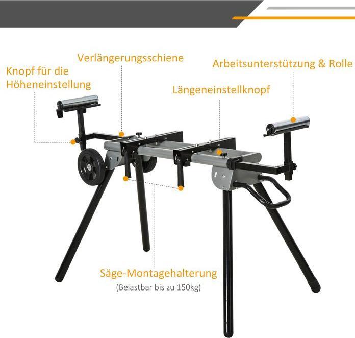 Image du produit Swisshandel24 Support pour scies à onglets Table de travail pour scies à onglets et radiales Support pour scies à (73 cm, 245 cm)