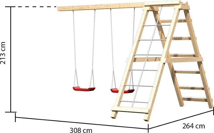 Produktbild Akubi Karibu Kinderspielhaus Frieda Fichte inkl. Schaukelanbau Doppel