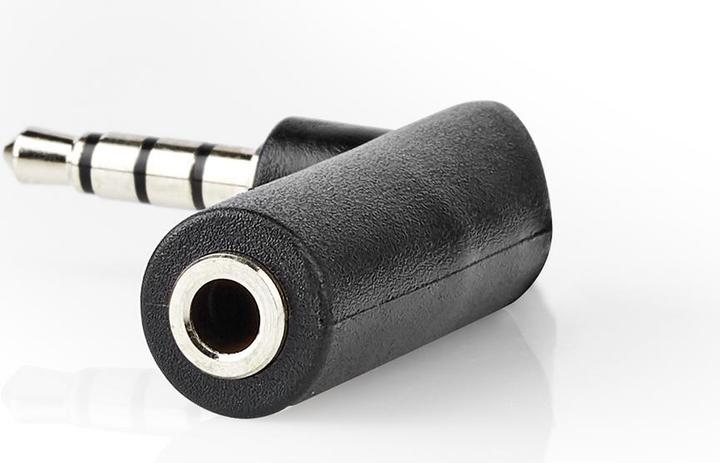 Actual product image Nedis AGB22980BK Stereo audio adapter with 3.5 mm plug, 3.5 mm plug, 90 degree angle, 4-pin, S