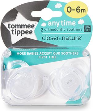 Image du produit Tommee Tippee Any Time Sucette classique pour bébé Silicone (2 x, jusqu'à 6 M.)