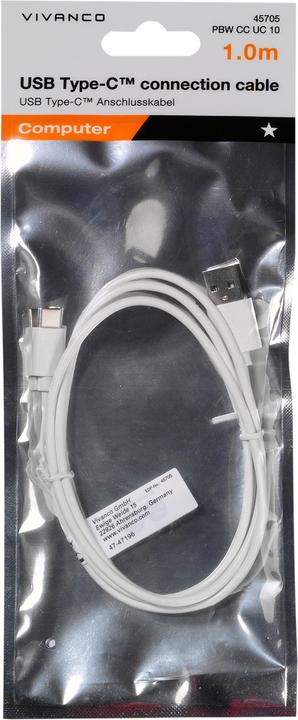Immagine prodotto Vivanco Cavo di collegamento USB 2.0 (1x spina USB 2.0 C (1 m, USB 2.0)