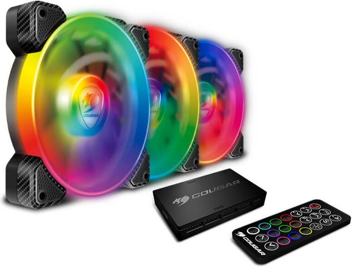 Cougar 3 pezzi 120mm SPB PWM HDB RGB Fans backlight core box remote controller (120 mm, 3 x)