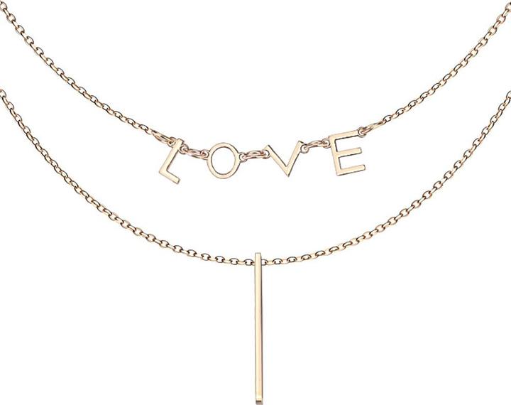 Produktbild Star Piercing Kette rosegold Anhänger LOVE und Balken (ohne Messing, Chirurgenstahl 316L)