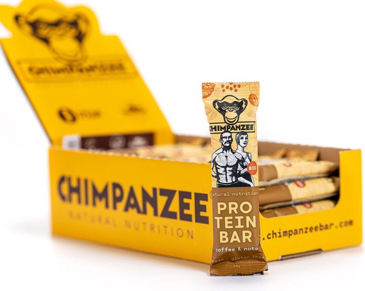 Image du produit Chimpanzee Protein Bar Coffee & Nuts (végétalien, bio, sans gluten) 20x45gr (Noix de café, 20 pcs, 900 g)
