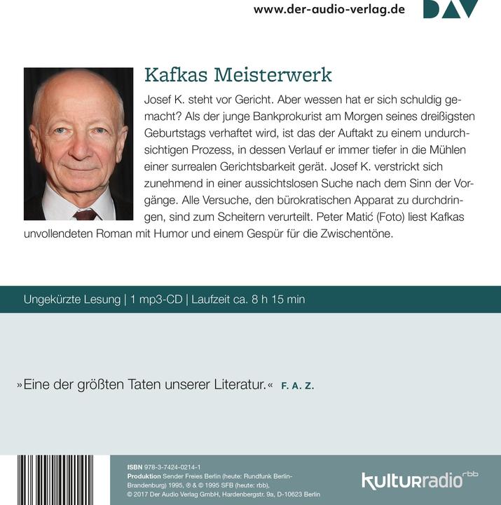 Produktbild Der Prozess (Peter Matic, Franz Kafka, Deutsch)