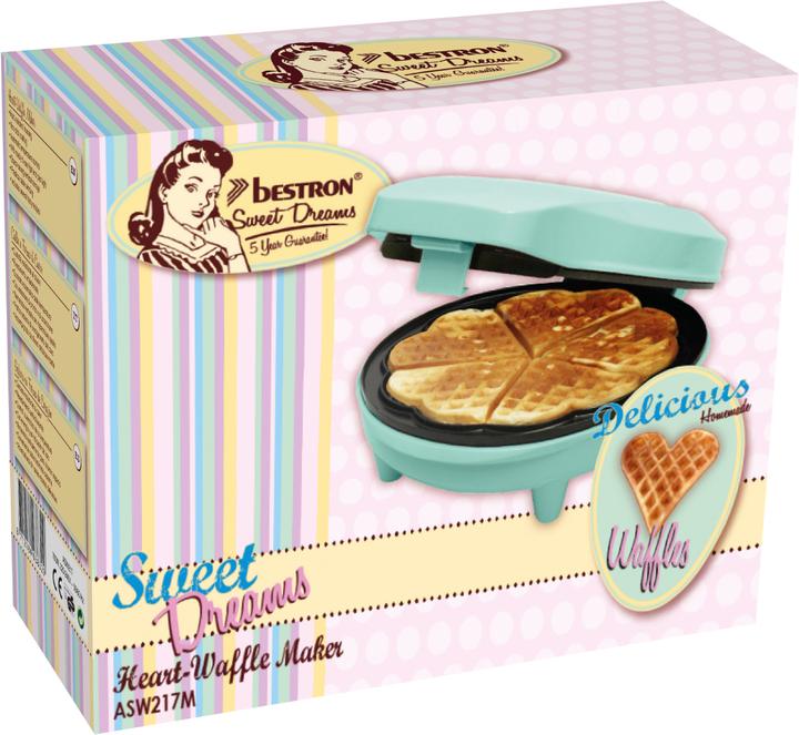 Actual product image Bestron ASW217M Waffle maker 5 waffle(s) mint color