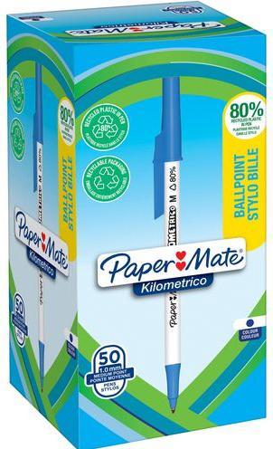 Actual product image Paper Mate Biros Kilometrico Reycled M Blue 50-pack folding box (Blue, 50 x)