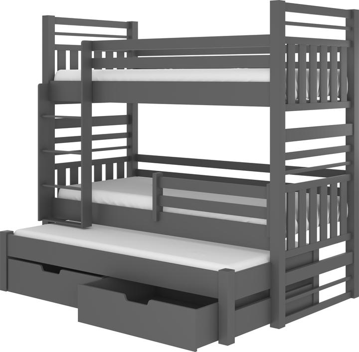 Actual product image ADRK Furniture Bunk Bed Triple HIPPO 180x80 (180 x 80 cm)