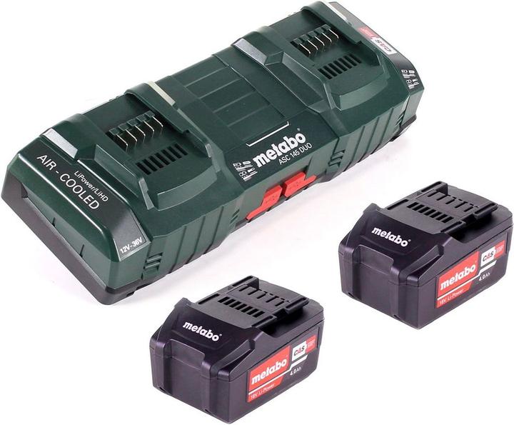 Image du produit Metabo Kit de base 2x batterie Li-Power 18 V 4,0 Ah CAS Li-Ion ( 2x 625591000 ) + chargeur double (18 V)