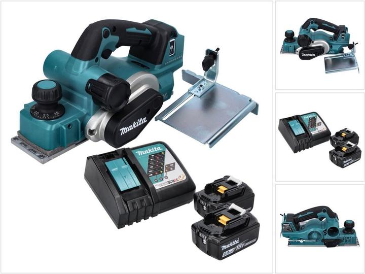 Makita DKP 181 RT Akku Hobel Falzhobel 82 mm 18 V Brushless + 2x Akku 5,0 Ah + Ladegerät