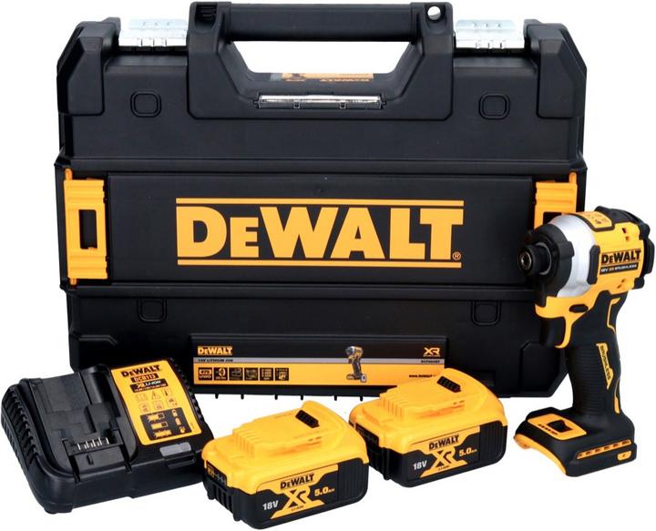 Actual product image DeWalt DCF 850 P2 Battery impact wrench 18 V 205 Nm 1/4" Brushless + 2x battery 5.0 Ah + charger + TST (Rechargeable battery operated)