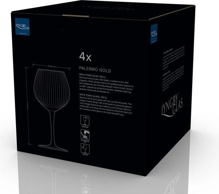 Actual product image Lyngby 65 cl - Glass - Clear/goulded edge (6.50 dl, 4 x, Gin glasses)
