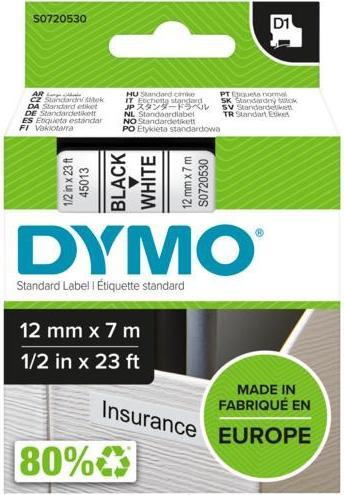 Actual product image Dymo D1 - Standardetiketten - Schwarz auf Weiss - 12mm x 7m (1.20 cm, White)