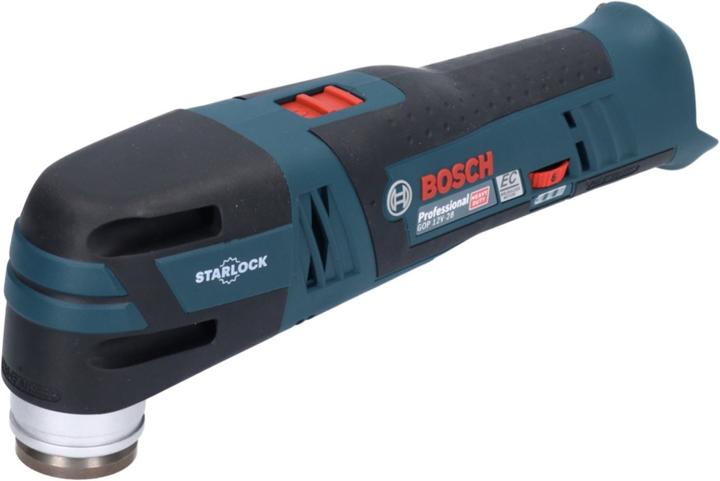 1x Bosch GOP 12V-28 Taglierina professionale a batteria, 5x carta vetrata, 1x disco di levigatura
