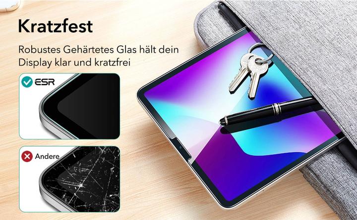 Produktbild ESR Tempered-Glass Displayschutz (1 Stück, iPad Pro 12.9 2020 (4. Gen), iPad Pro 12.9 2022 (6. Gen), iPad Pro 12.9 2021 (5. Gen), iPad Pro 12.9 2018 (3. Gen))