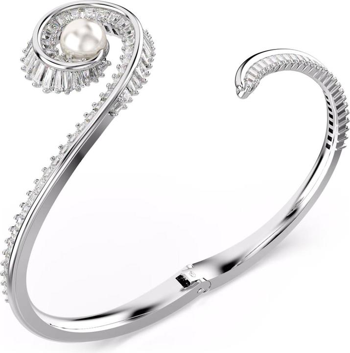 Produktbild Swarovski x Ariana Grande Armreif Kristallperle Baguette Schliff Weiss Rhodiniert (5.50 cm, Swarovski Metall)