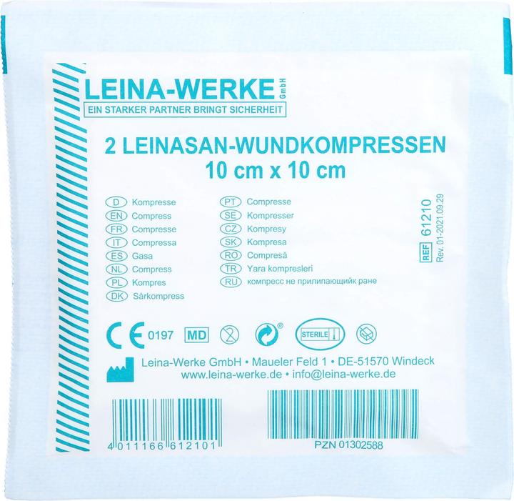 Actual product image Leina Wound dressings sterile 10 cm x 10 cm / 2 pcs. / single