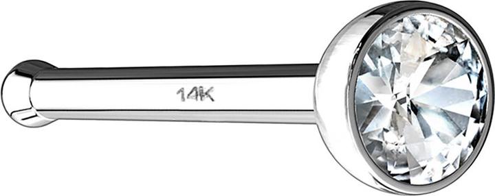 Produktbild Star Piercing Nasenstecker gerade 14k weissgold mit Kristall silber (ohne Messing, 14k Gold)
