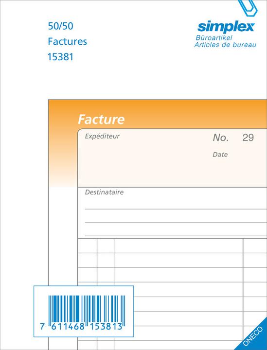 Image du produit Simplex Factures françaises (100 x)