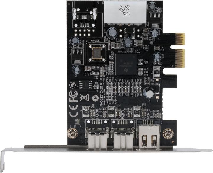 Actual product image Exsys GmbH PCI-Express FireWire 1394b/a card with 3 ports (TI)