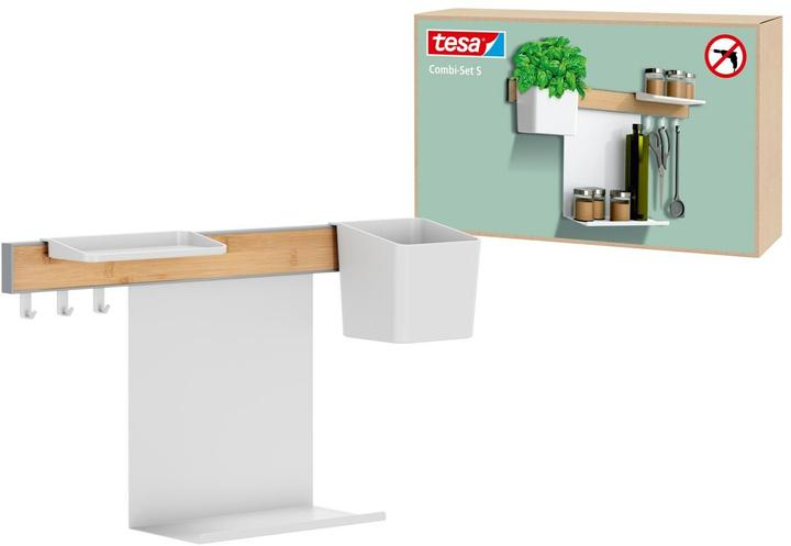 Produktbild tesa Küchenorganizer Kombi-Set S zum Kleben, Montage ohne Bohren
