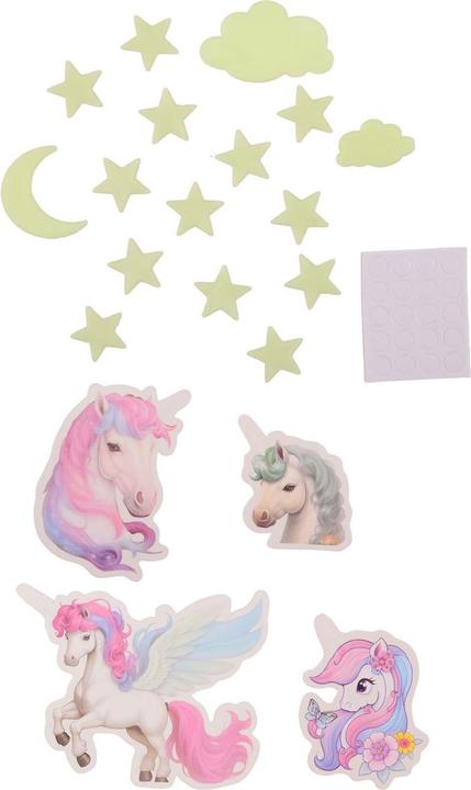 Actual product image Johntoy Glow-in-the-dark unicorn wall stickers