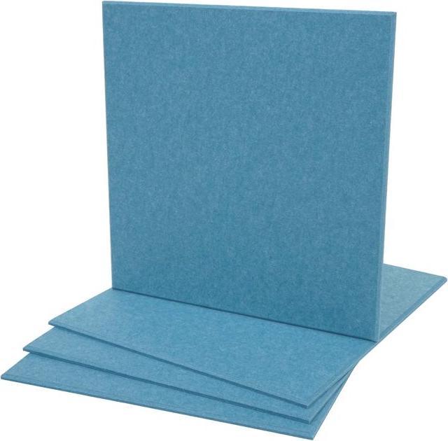 Mendler Set of 4 acoustic wall panels HWC-L52, sound-absorbing 1sqm area 50x50cm, blue