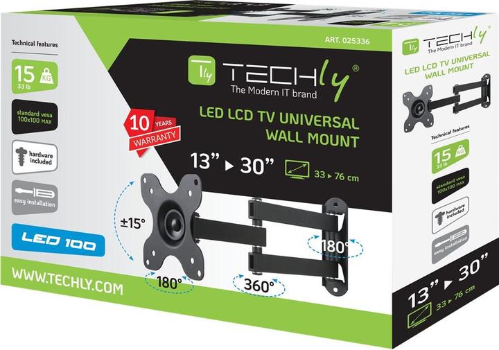Immagine prodotto Techly Staffa per TV LCD - Nero - Dimensioni dello schermo: 33-76.2 cm (13"-30") (Muro, 30", 15 kg)