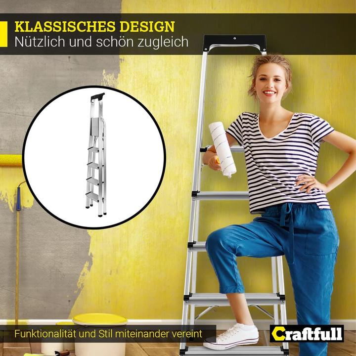Image du produit Craftfull 5-stufige Stehleiter CF-133B mit Ablage, klappbar (Échelle à plate-forme, 94.50 cm)
