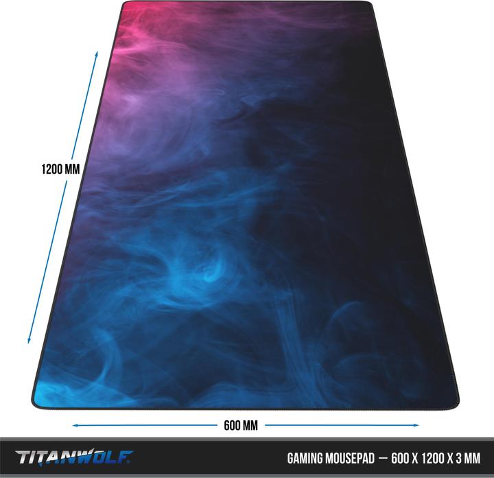 Actual product image Titanwolf Gaming Mouse Pad, XXXL Speed Mouse Mat 1200 x 600 mm, Speed & Precision, Coloured Smoke (3XL)