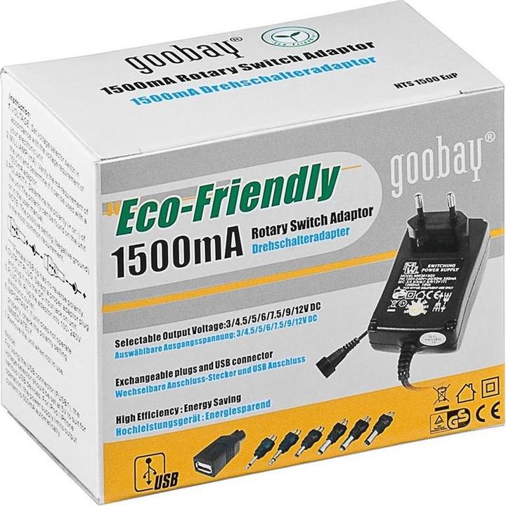Produktbild Goobay 3 V - 12 V Universal-Netzteil 1.5A