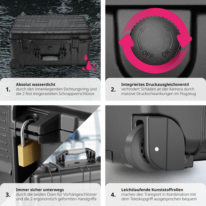 Produktbild tectake Transportkoffer rollbar mit Teleskopgriff